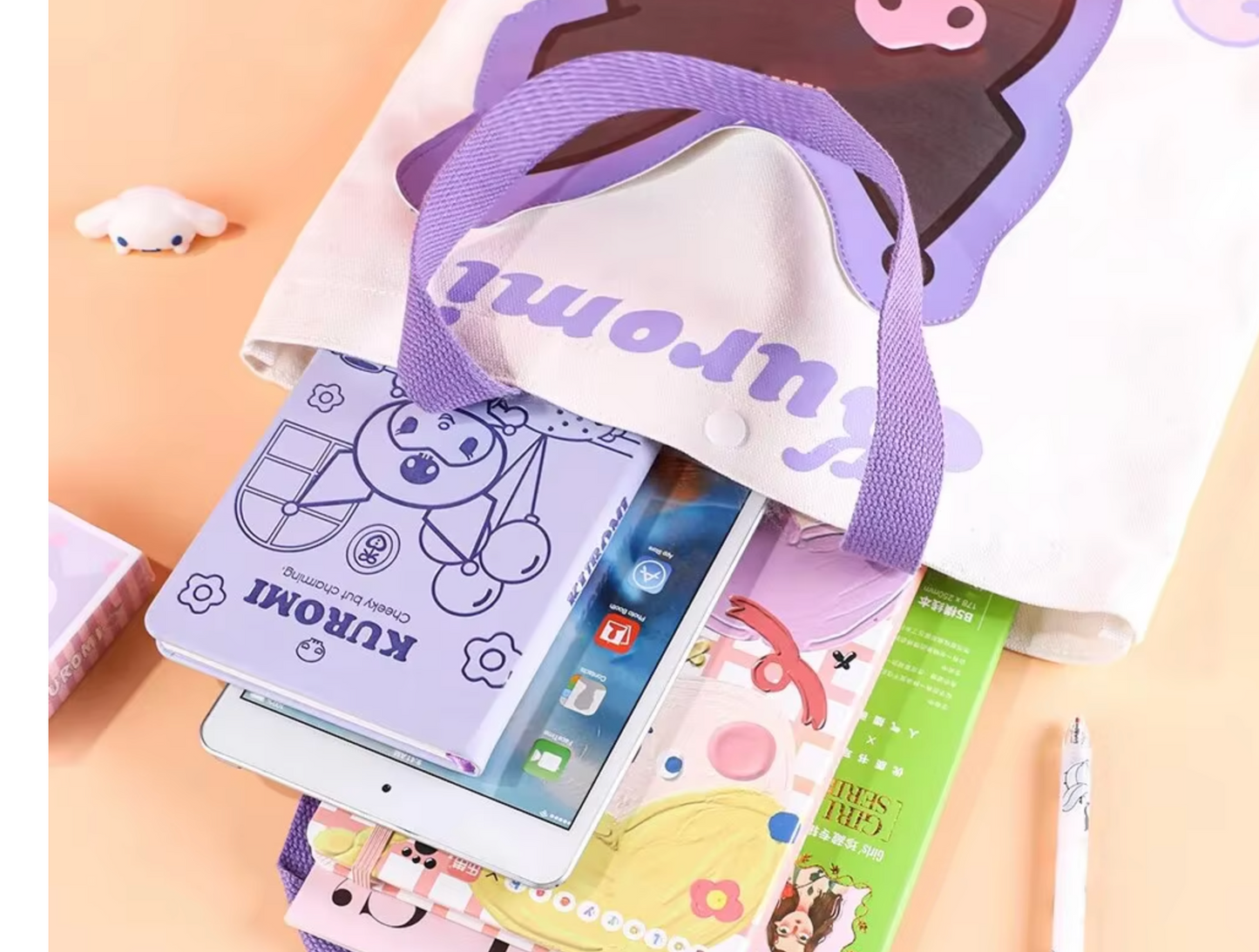 Sanrio My Melody Tote Bag Flat Bag Tote Bag 30cm 12inch Pink and White (Authentic, Original, Genuine, Licensed, official)