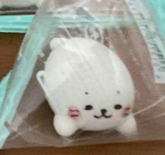 Japanese Charactor Shirotan Seal Smile In the Bag Mini Figure 2cm 1inch White (Authentic, Original, Genuine, Licensed, official)