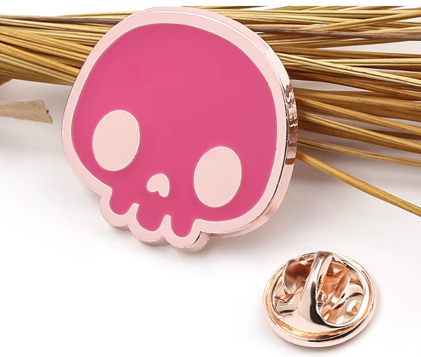No Name Kuromi's Skull Pin Accessories 3cm 1.5inch Pink Gold and Pink (Authentic, Original, Genuine, Licensed, official)