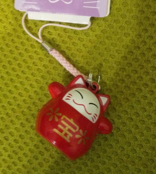 No Name Lucky Cat Daruma Bell Red Little string strap Phone Charm 2cm 1inch Red (Authentic, Original, Genuine, Licensed, official)