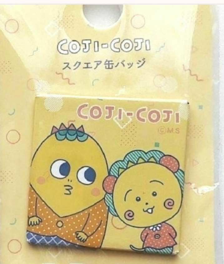 Anime Coji-Coji Koji Koji with Friends Yellow Metal pin Badge Accessories 4cm 1.5inch Pastel Color (Authentic, Original, Genuine, Licensed, official)