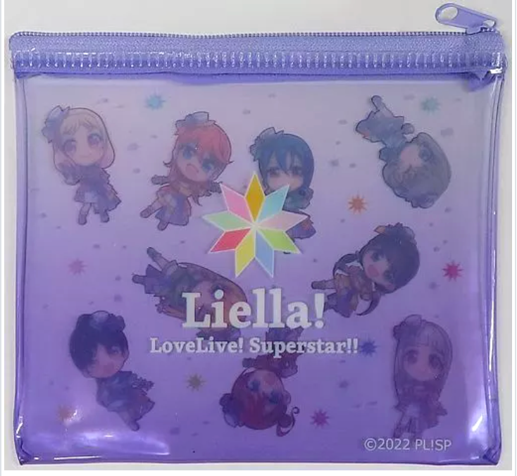 Anime Love Live! Characters Case Flat Purse Pouch 14cm 5.5inch Transparent Purple (Authentic, Original, Genuine, Licensed, official)