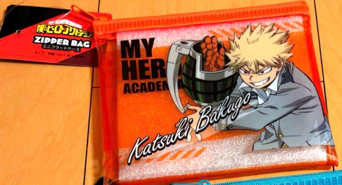 Anime My Hero Academia Katsuki Bakugou Flat Purse Pouch 15cm 6inch Transparent Orange (Authentic, Original, Genuine, Licensed, official)