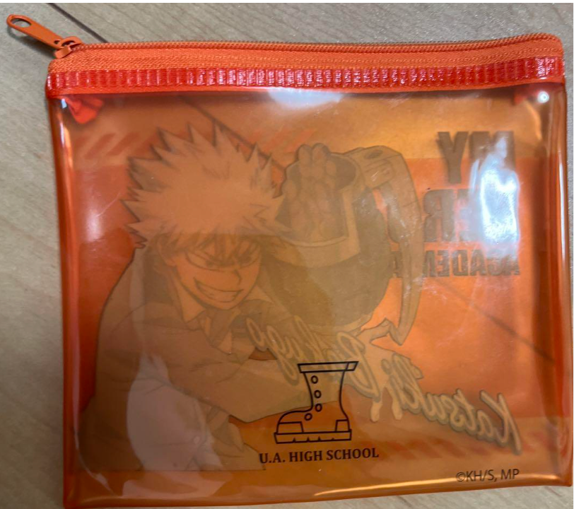 Anime My Hero Academia Katsuki Bakugou Flat Purse Pouch 15cm 6inch Transparent Orange (Authentic, Original, Genuine, Licensed, official)