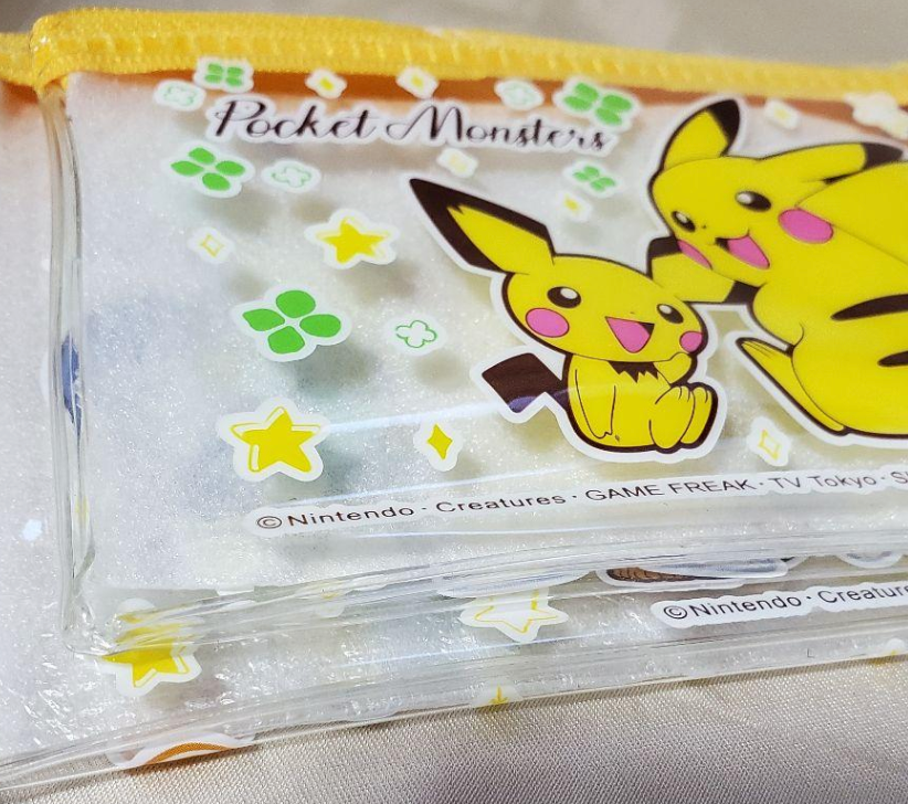 Anime Pokemon Pikachu Card Case Flat Purse Pouch 15cm 6inch Transparent Yellow (Authentic, Original, Genuine, Licensed, official)