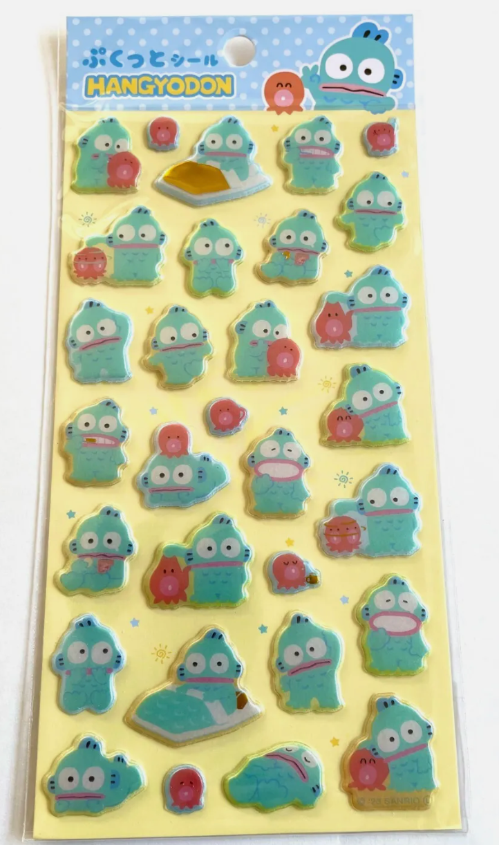 Free shipping! Sanrio Hangyodon 3D Small Sticker Sticker Stationery 15cm 6inch Various colors (Authentic, Original, Genuine, Licensed, official) Plastic Paper