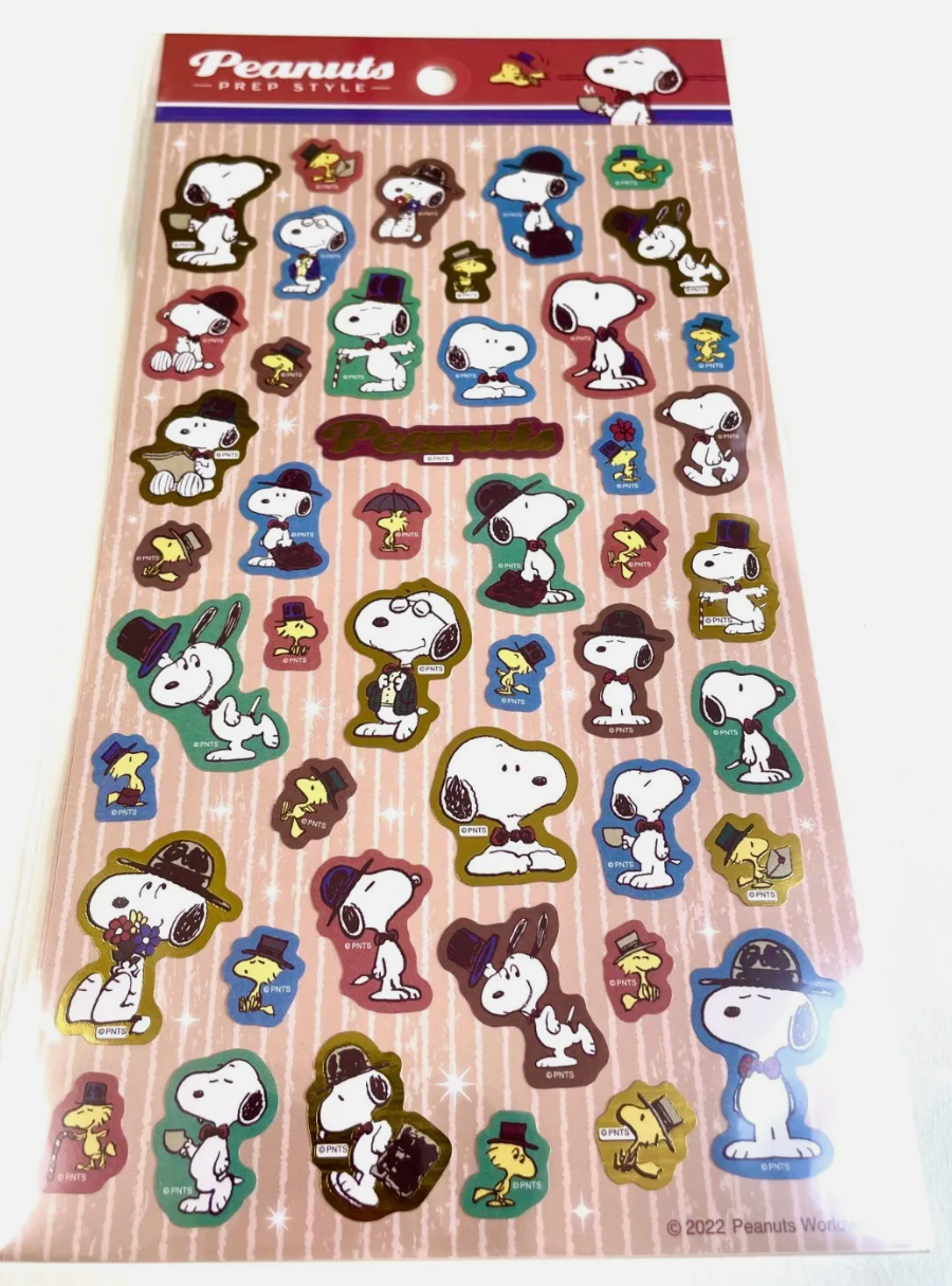 Free shipping! Peanuts Snoopy Sheet Sticker Brown red Sticker Stationery 20cm 8inch Various colors (Authentic, Original, Genuine, Licensed, official) Plastic Paper