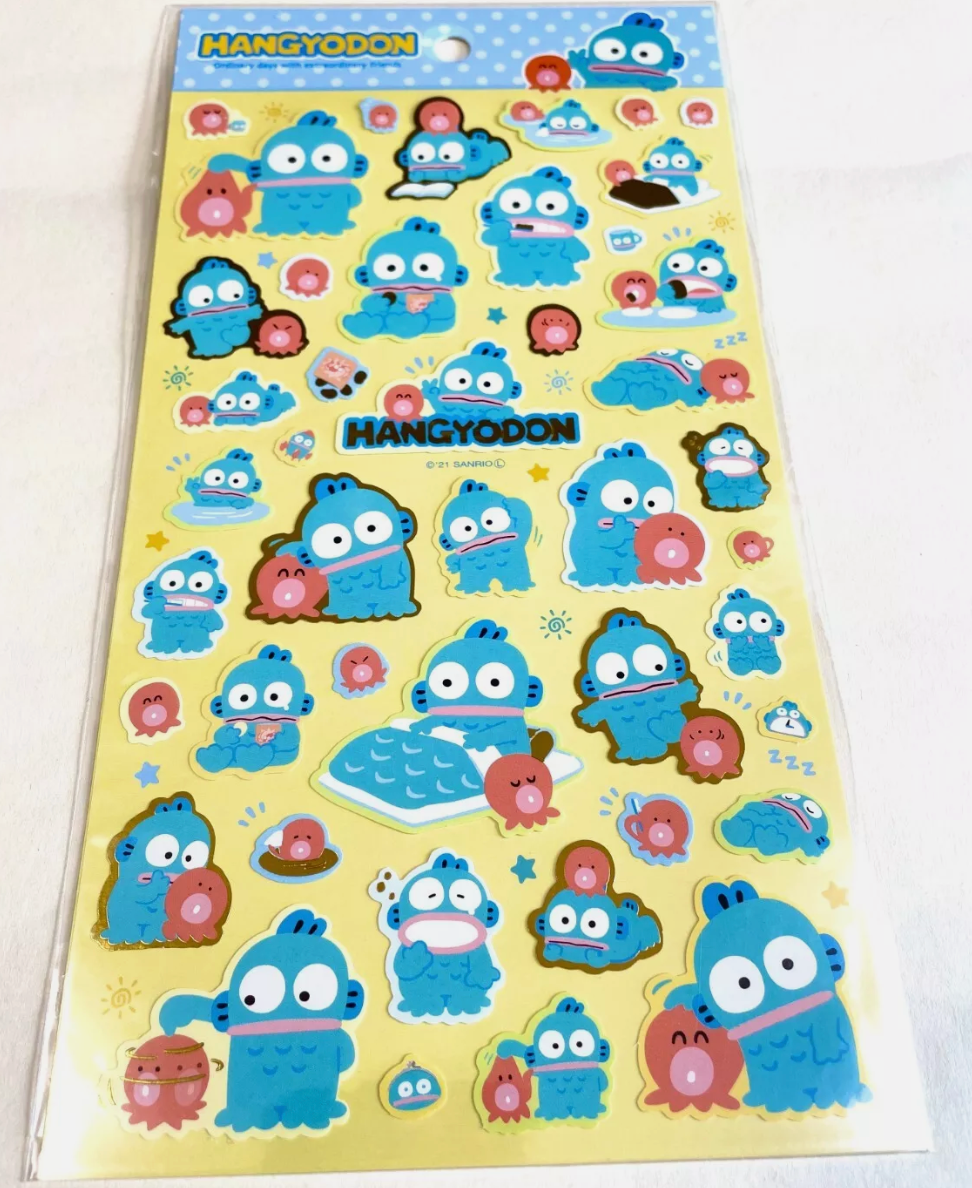 Free shipping! Sanrio Hangyodon Sheet Sticker Stationery 20cm 8inch Various colors (Authentic, Original, Genuine, Licensed, official) Plastic Paper