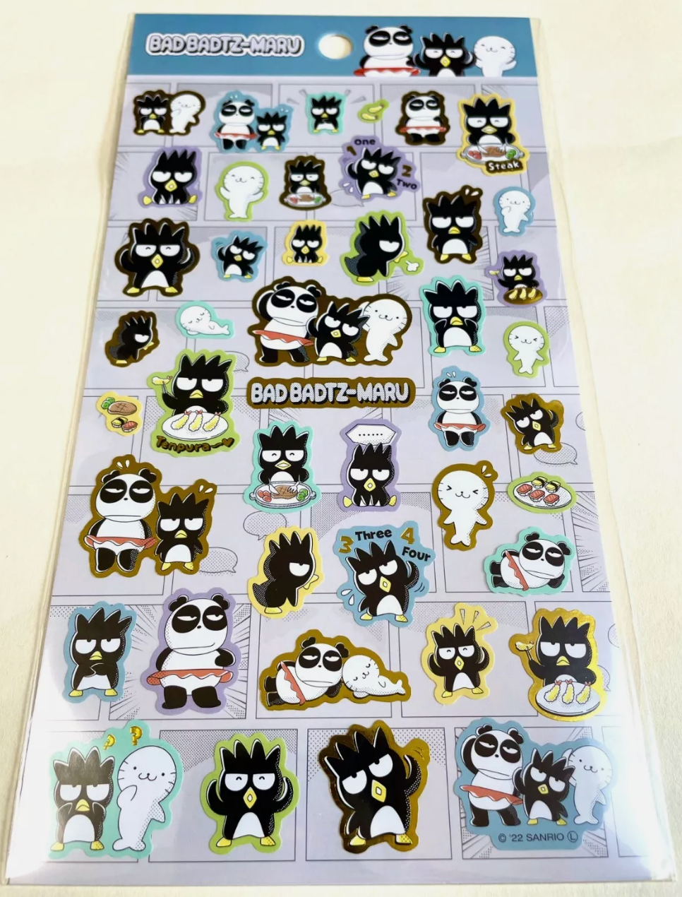 Free shipping! Sanrio BadBadtz-Maru Sheet Sticker Stationery 20cm 8inch Various colors (Authentic, Original, Genuine, Licensed, official) Plastic Paper
