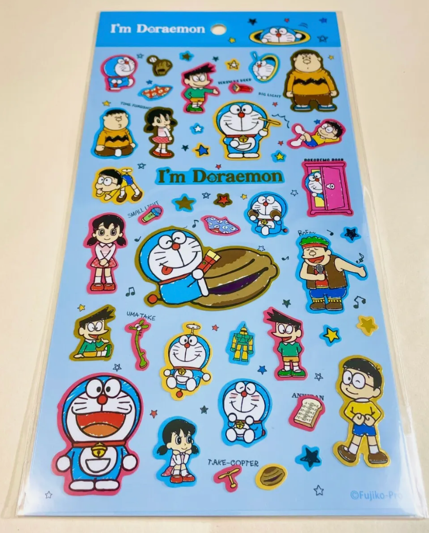 Free shipping! Anime Doraemon Blue Sheet Sticker Sticker Stationery 20cm 8inch Various colors (Authentic, Original, Genuine, Licensed, official) Plastic Paper