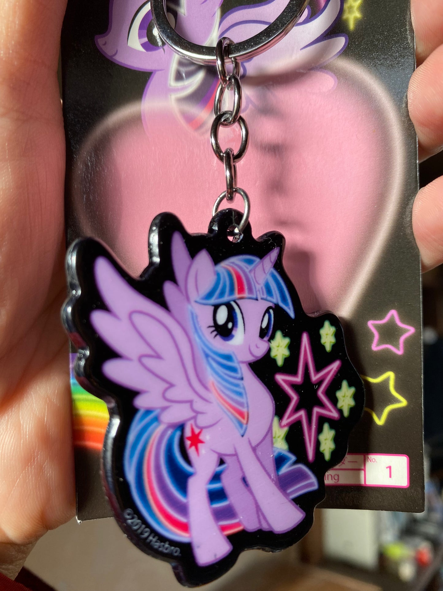 Hasbro My Little Pony Twilight Neon Acrylic Keychain 8cm 3.5inch Black Purple (Authentic, Original, Genuine, Licensed, official) Plastic Metal