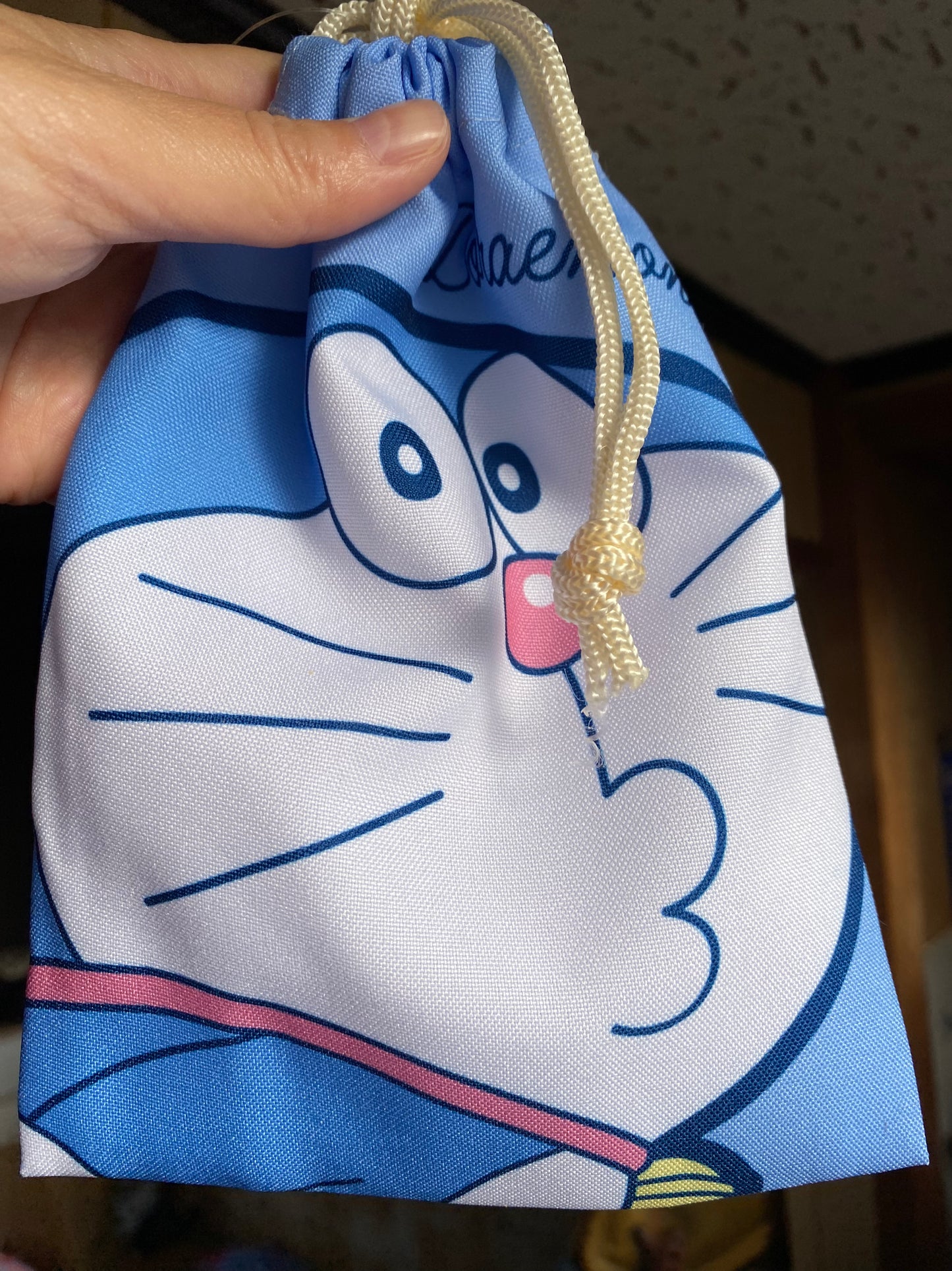 Anime Doraemon Kinchaku Pouch 23cm 9inch Sky Blue (Authentic, Original, Genuine, Licensed, official) Fabric