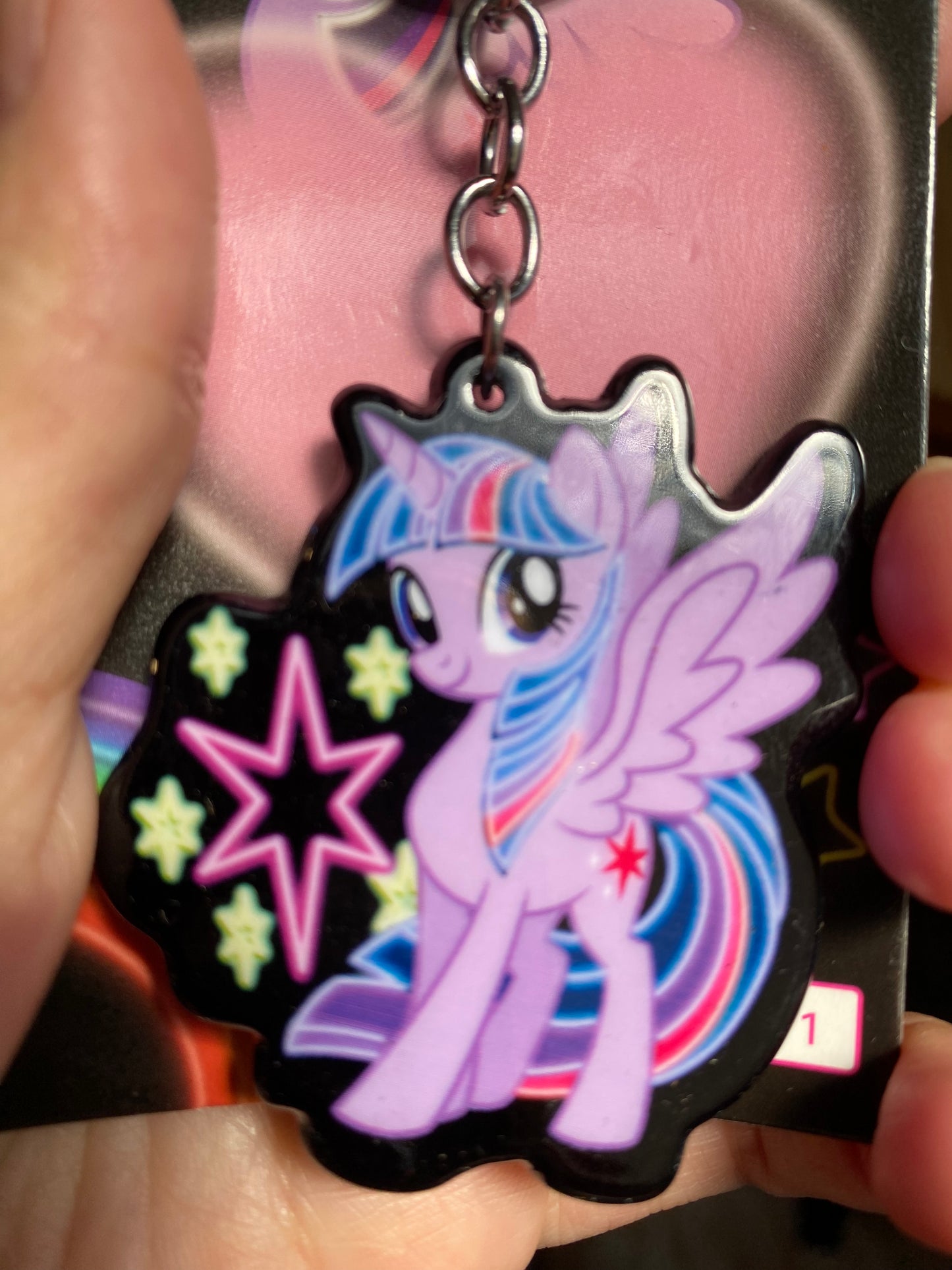 Hasbro My Little Pony Twilight Neon Acrylic Keychain 8cm 3.5inch Black Purple (Authentic, Original, Genuine, Licensed, official) Plastic Metal