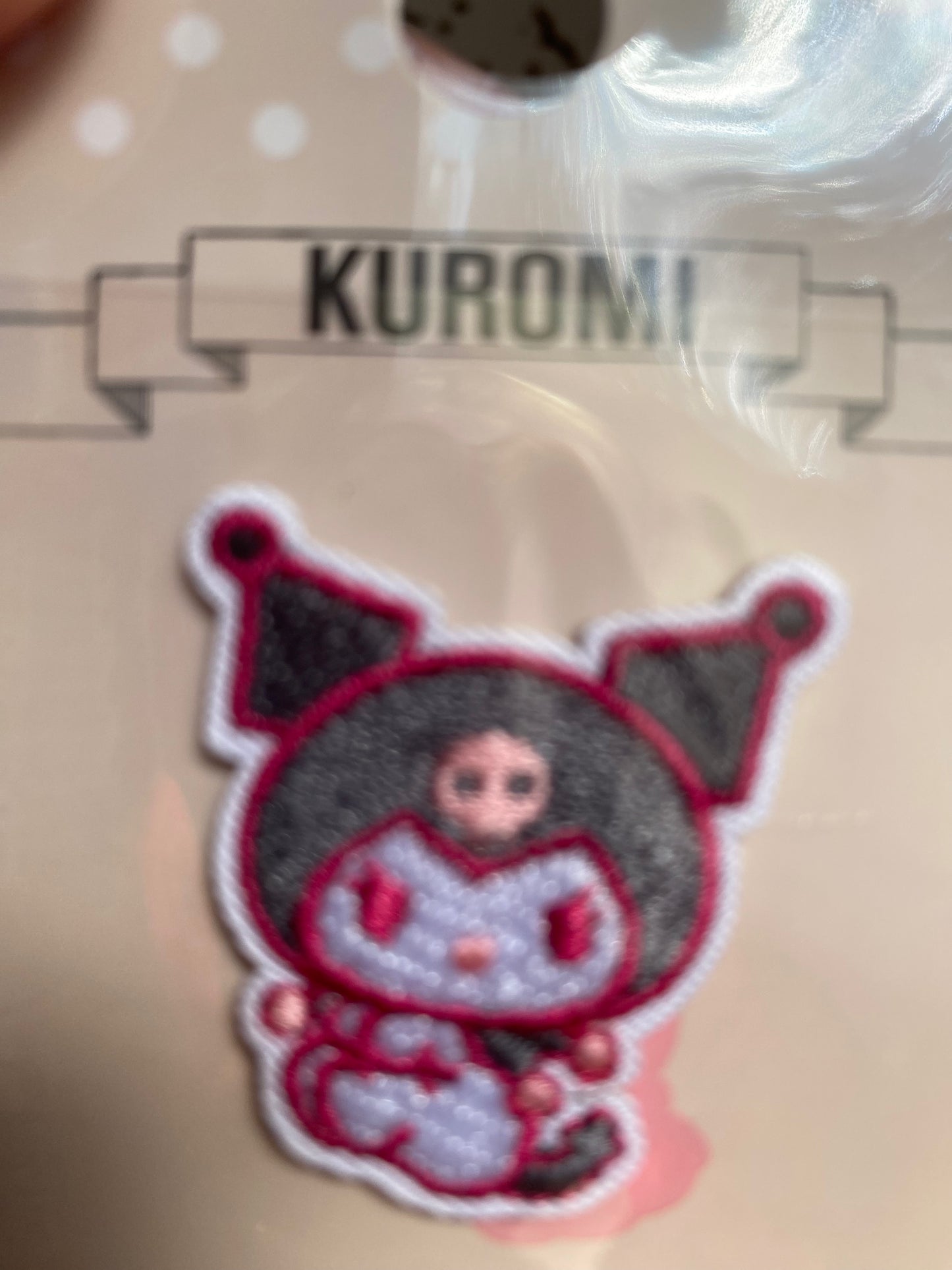 Sanrio Kuromi Whole Body Little Patch Accessories 5cm 2inch Gray White Pink (Authentic, Original, Genuine, Licensed, official) Fabric