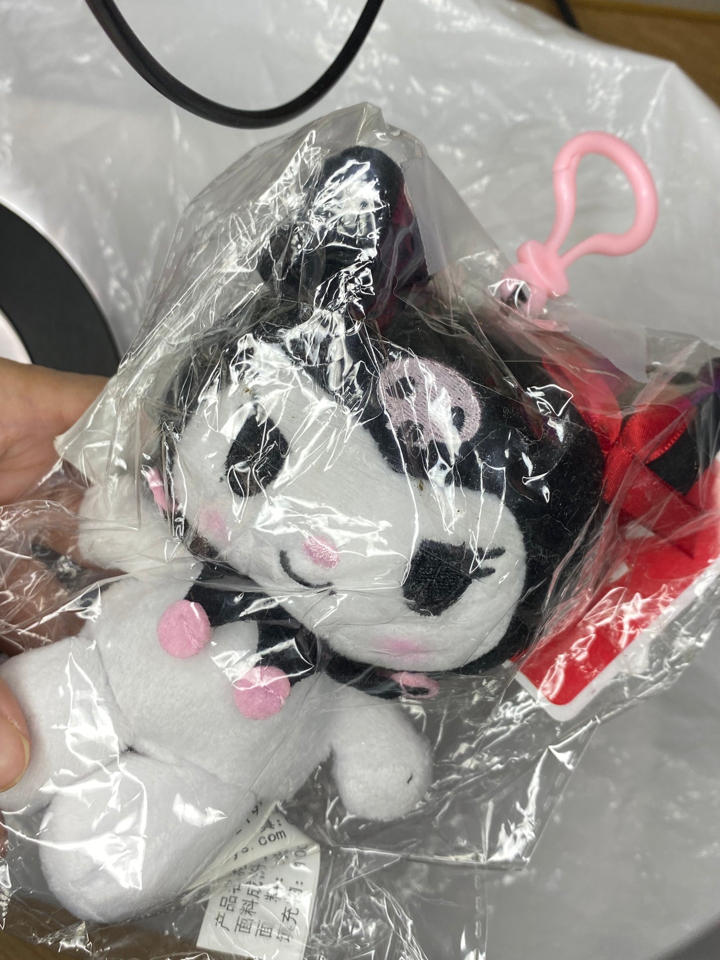 Sanrio Kuromi Original Style Plastic Keychain Pink Clip Plush Charm Keychain 12cm 5inch Black, White and Red (Authentic, Original, Genuine, Licensed, official)
