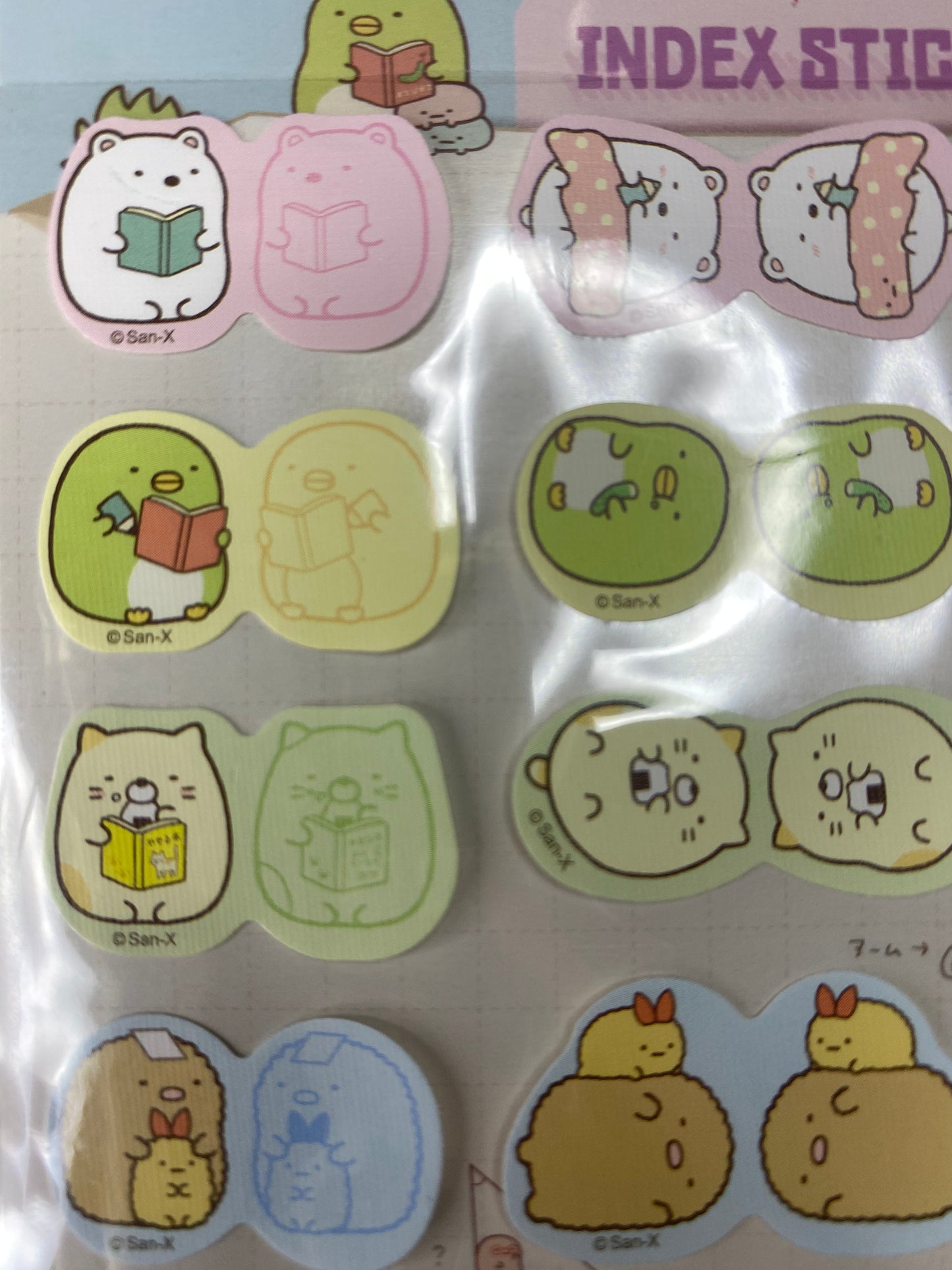 Free shipping! San-x Sumikko Gurashi Index Sticker type B Sticker Stationery 2cm 1inch Pastel color (Authentic, Original, Genuine, Licensed, official)