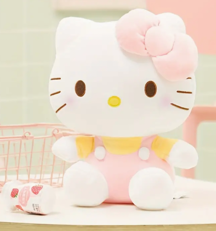 Sanrio Hello Kitty Figure Large Plush Original Pattern 30cm 12inch Yellow and Pink(Authentic, Original, Genuine, Licensed, official)