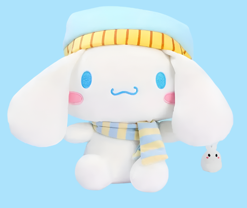 Sanrio Cinnamoroll Scarf and hat Figure Medium Plush 25cm 10inch Pastel Yellow and Blue (Authentic, Original, Genuine, Licensed, official)