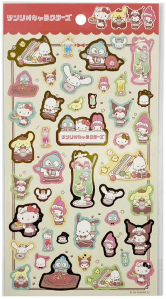 Sanrio Characters Cafe Sheet Sticker Stationery 20cm 8inch Various colors (Authentic, Original, Genuine, Licensed, official)