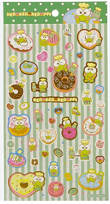 Sanrio Keroppi Donuts Sheet Sticker Stationery 20cm 8inch Various colors (Authentic, Original, Genuine, Licensed, official)