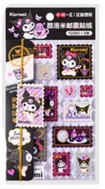 Sanrio Kuromi Stamp Sticker 4sheets Stationery 15cm 6inch Various colors (Authentic, Original, Genuine, Licensed, official)