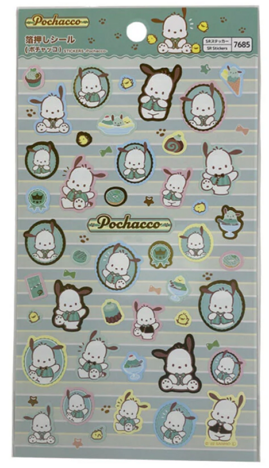 Sanrio Pochacco Sheet Sticker Stationery 20cm 8inch (Authentic, Original, Genuine, Licensed, official)