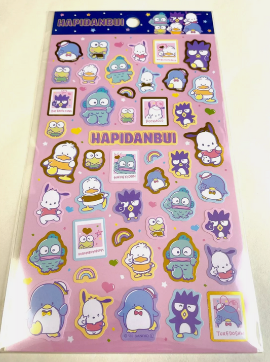 Sanrio Hapidanbui Pink Sheet Sticker Stationery 20cm 8inch (Authentic, Original, Genuine, Licensed, official)