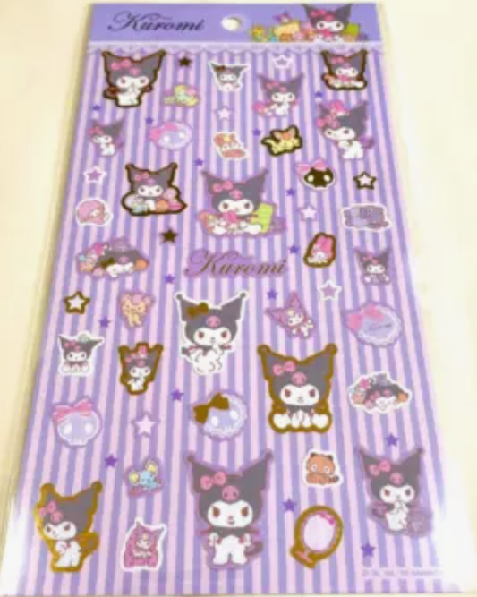 Sanrio Kuromi Sheet Sticker typeA Sticker Stationery 20cm 8inch Various colors (Authentic, Original, Genuine, Licensed, official)