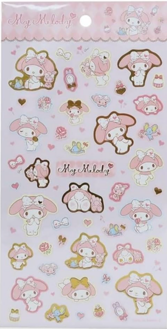 Sanrio My Melody Sheet Sticker typeA Sticker Stationery 20cm 8inch Various colors (Authentic, Original, Genuine, Licensed, official)