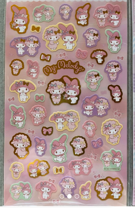 Sanrio My Melody Sheet Sticker typeB Sticker Stationery 20cm 8inch Various colors (Authentic, Original, Genuine, Licensed, official)