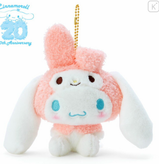 Sanrio Cinnamoroll in My Melody costume  Plush Charm Keychain 12cm 5inch White and Pink (Authentic, Original, Genuine, Licensed, official)