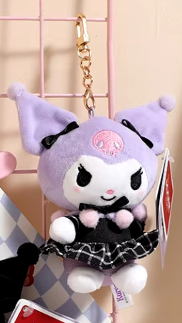 Sanrio Kuromi Cute Dress Plush Charm Keychain 12cm 5inch Purple (Authentic, Original, Genuine, Licensed, official)