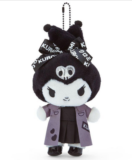 Sanrio Kuromi's Sister Romina Japanese Bad Girl style Plush Charm Keychain 12cm 5inch Black and Gray Blue (Authentic, Original, Genuine, Licensed, official)