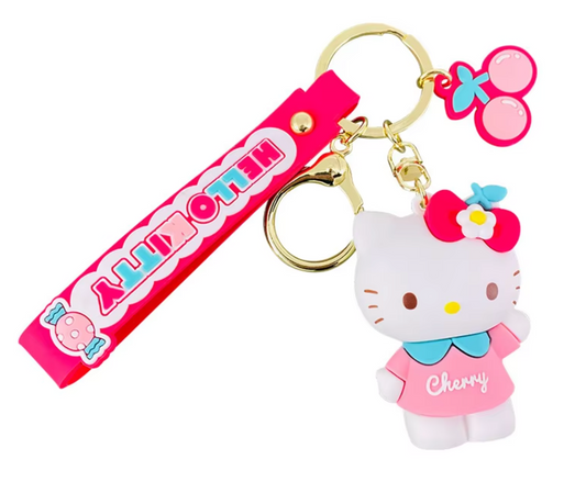 Sanrio Hello Kitt Cherry Figure Keychain 6cm 2.5inc Red,Pink and White (Authentic, Original, Genuine, Licensed, official)