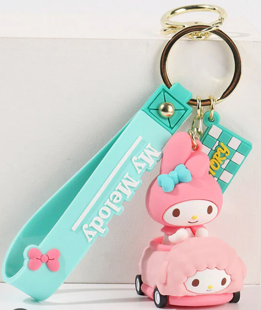 Sanrio My Melody Car Figure Keychain 5cm 2inch Pink and White (Authentic, Original, Genuine, Licensed, official)