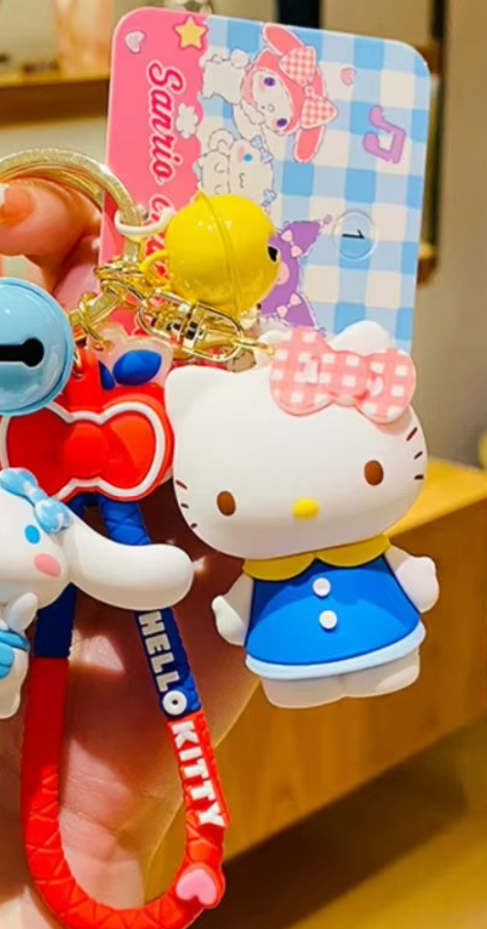 Sanrio Hello Kitty Original style with Apple Figure Keychain 6cm 2.5inch	Red, Yellow and Blue (Authentic, Original, Genuine, Licensed, official)