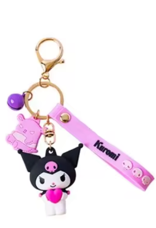 Sanrio Kuromi Figure Keychain 5cm 2inch Black, Pink and white(Authentic, Original, Genuine, Licensed, official)