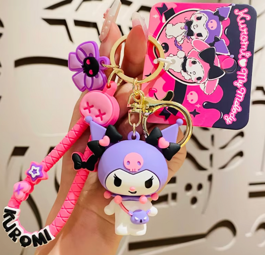 Sanrio Kuromi Rock Purple Figure Keychain 6cm 2.5inch Purple and Black(Authentic, Original, Genuine, Licensed, official)