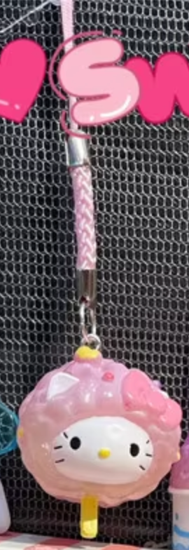 Sanrio Hello Kitty Cotton Candy Little string strap Phone Charm 3cm 1.5inch Light Pink (Authentic, Original, Genuine, Licensed, official)