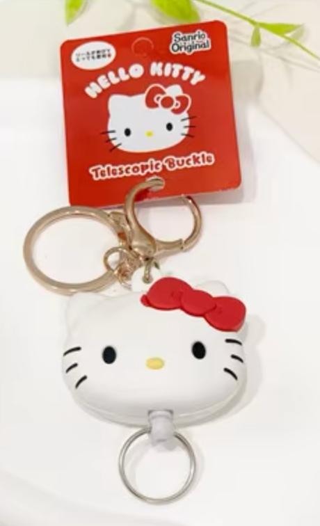 Sanrio Hello Kitty Key Reel Key Bak Rubber Keychain 5cm 2inch White and Red (Authentic, Original, Genuine, Licensed, official)