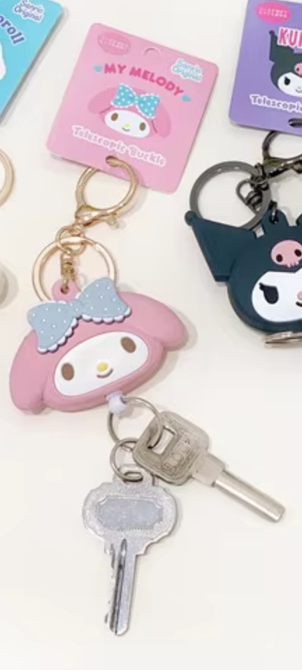 Sanrio My Melody Key Reel Key Bak Keychain 5cm 2inch Soft Pink and baby blue (Authentic, Original, Genuine, Licensed, official)