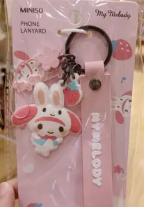 Sanrio My Melody Flat Key chain Rubber Keychain 4cm 1.5inch Pink (Authentic, Original, Genuine, Licensed, official)