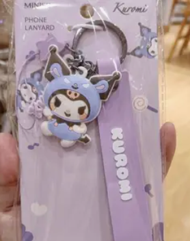 Sanrio Kuromi Flat Key chain Rubber Keychain 4cm 1.5inch Soft Purple (Authentic, Original, Genuine, Licensed, official)