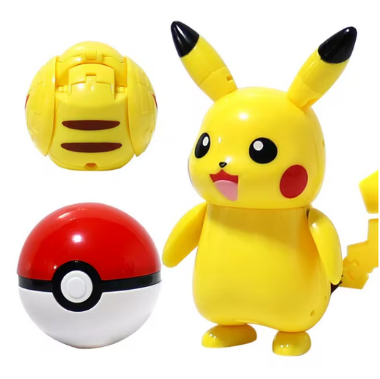 Anime Pokemon Pikachu with Pokemon ball Assembly type Figure small box 10cm 4inch Yellow Various colors(Authentic, Original, Genuine, Licensed, official)