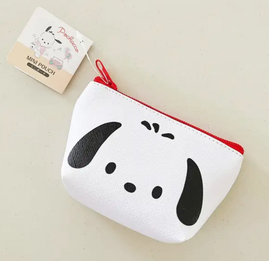 Sanrio Pochacco Triangular Case Coin Purse Pouch 10cm 4inch White, Red (Authentic, Original, Genuine, Licensed, official)