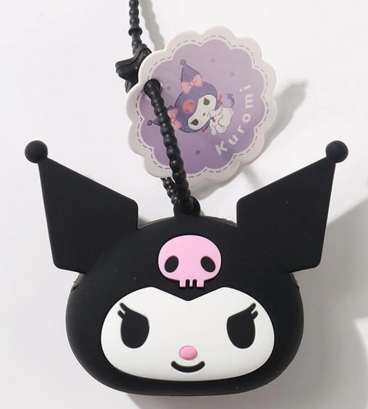 Sanrio Kuromi Original color Bag Charm Face Coin Purse Pouch 10cm 4inch Black (Authentic, Original, Genuine, Licensed, official)