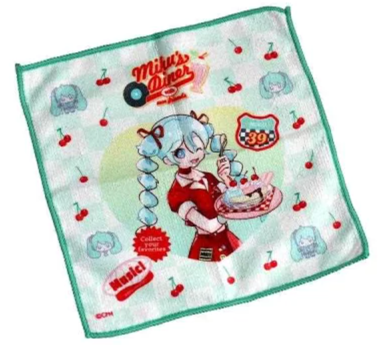 Anime Miku Hatsune Handkerchief Hand Towel Accessories 18cm 7inch Various colors(Authentic, Original, Genuine, Licensed, official)