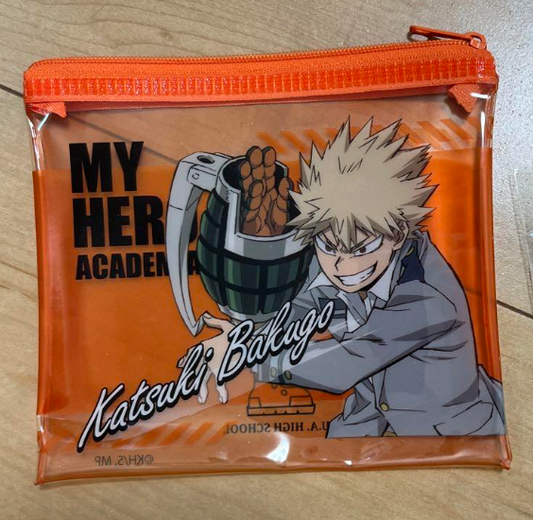 Anime My Hero Academia Katsuki Bakugou Flat Purse Pouch 15cm 6inch Transparent Orange (Authentic, Original, Genuine, Licensed, official)