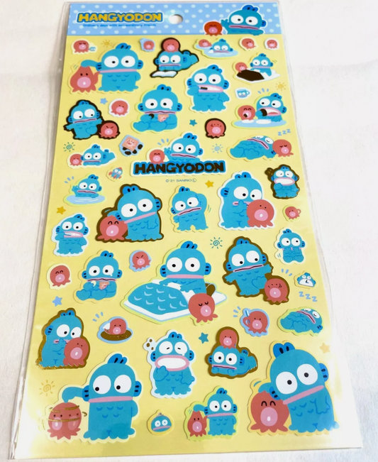 Sanrio Hangyodon Sheet Sticker Stationery 20cm 8inch Various colors (Authentic, Original, Genuine, Licensed, official) Plastic Paper