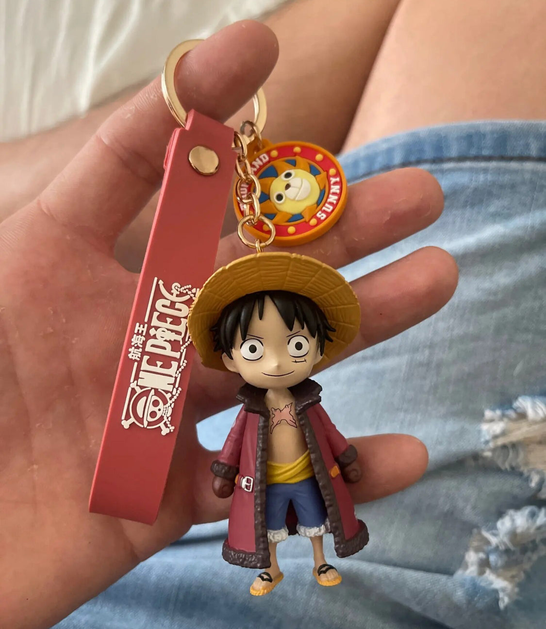 Anime One Piece Monkey D. Luffy Figure Keychain Tanned looks(Authentic, Original, Genuine, Licensed, official)